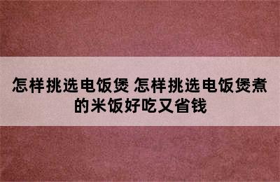 怎样挑选电饭煲 怎样挑选电饭煲煮的米饭好吃又省钱